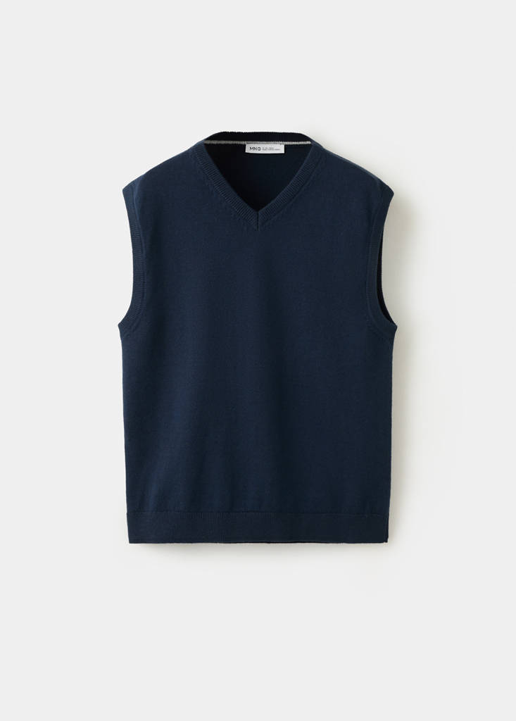 Fine knit V-neck jumper — Navy