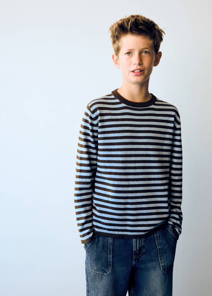 Striped fine knit sweater — Chocolate