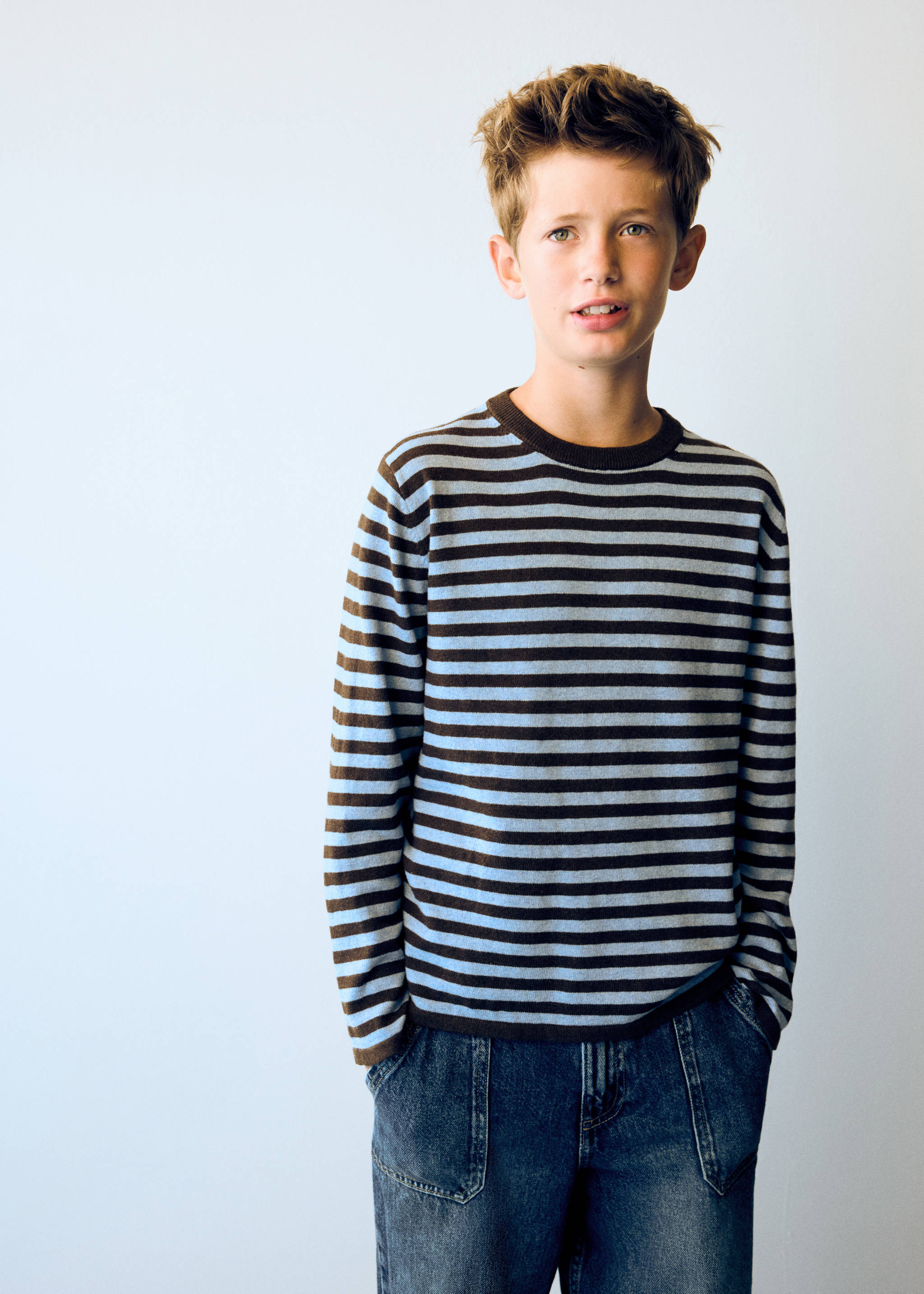 Striped fine knit sweater - General plane