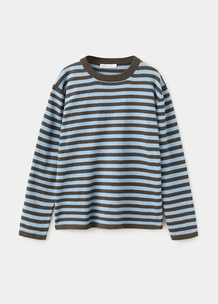 Striped fine knit sweater — Chocolate