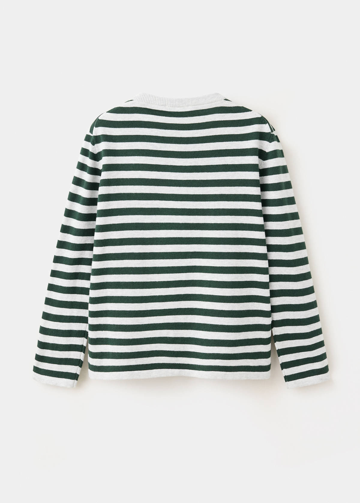 Striped fine knit sweater — Forest Green