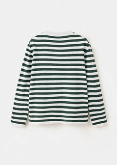 Striped fine knit sweater — Forest Green 5