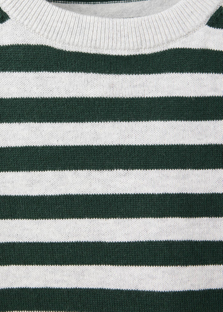 Striped fine knit sweater — Forest Green