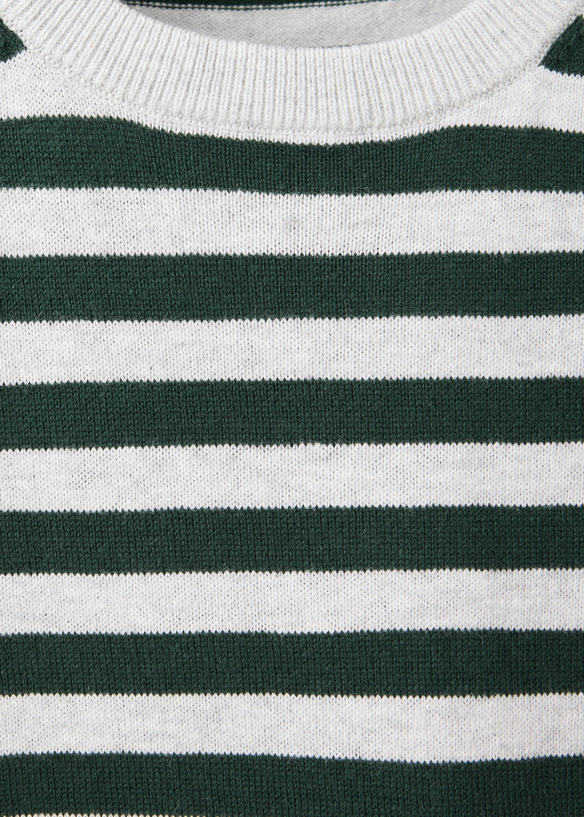 Striped fine knit sweater — Forest Green