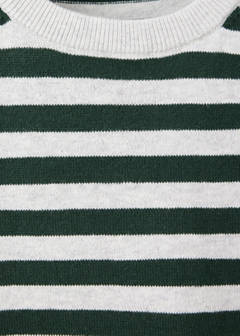 Striped fine knit sweater — Forest Green 4