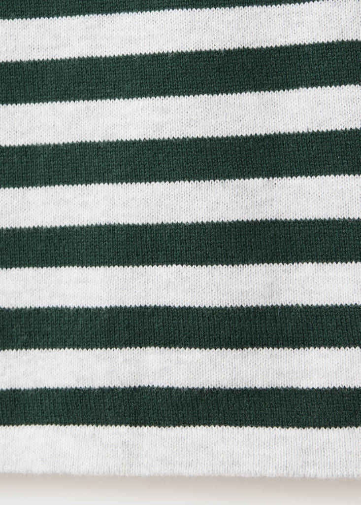 Striped fine knit sweater — Forest Green