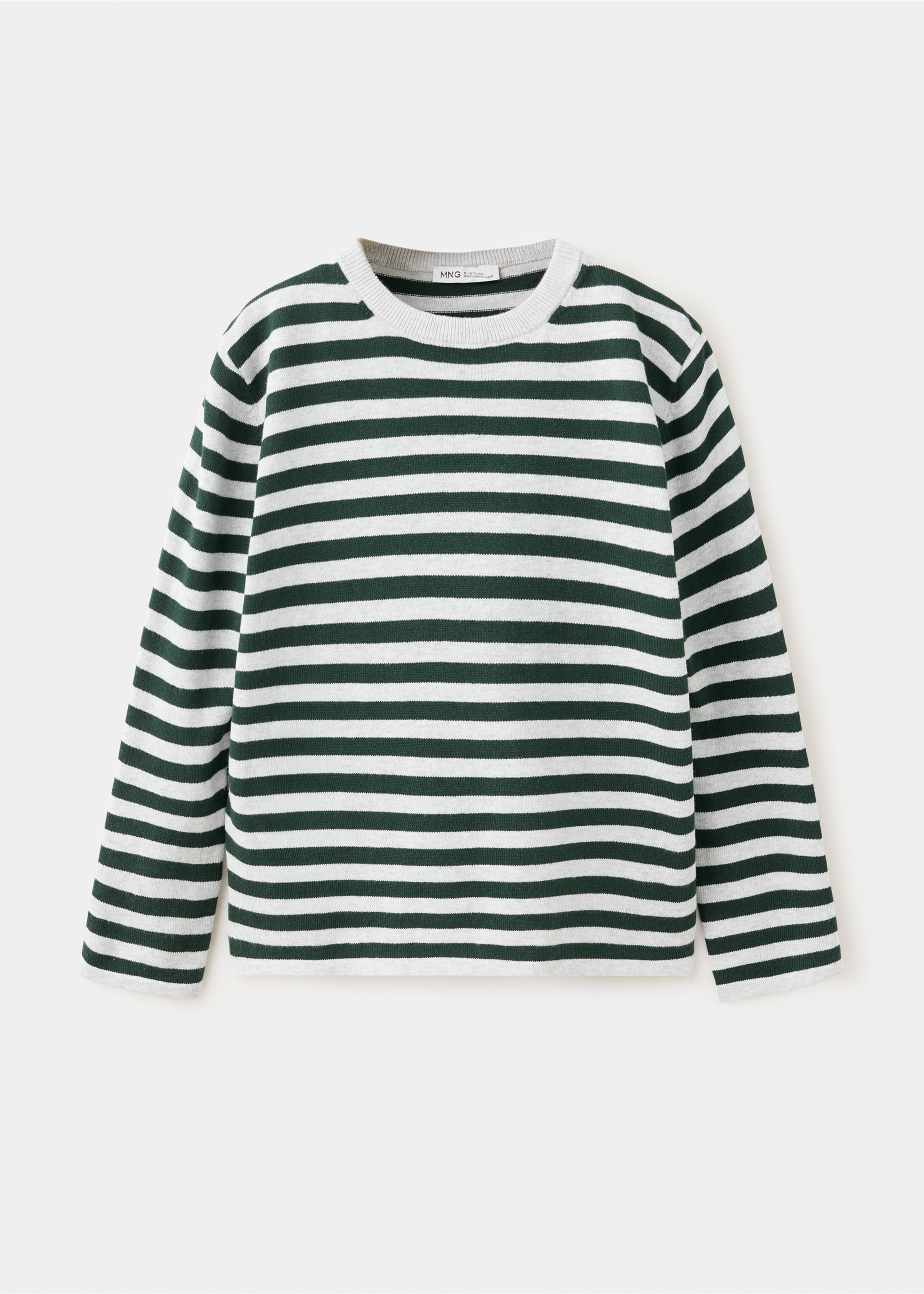 Striped fine knit sweater - Article without model, Forest Green. Ref: 37044404-00.