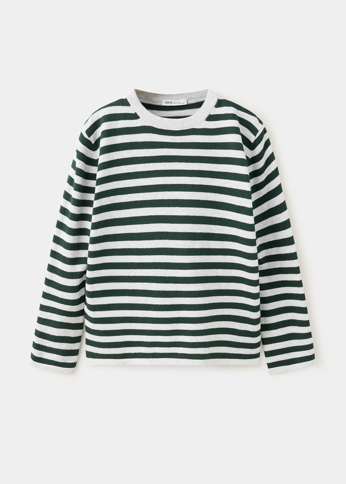 Striped fine knit sweater — Forest Green