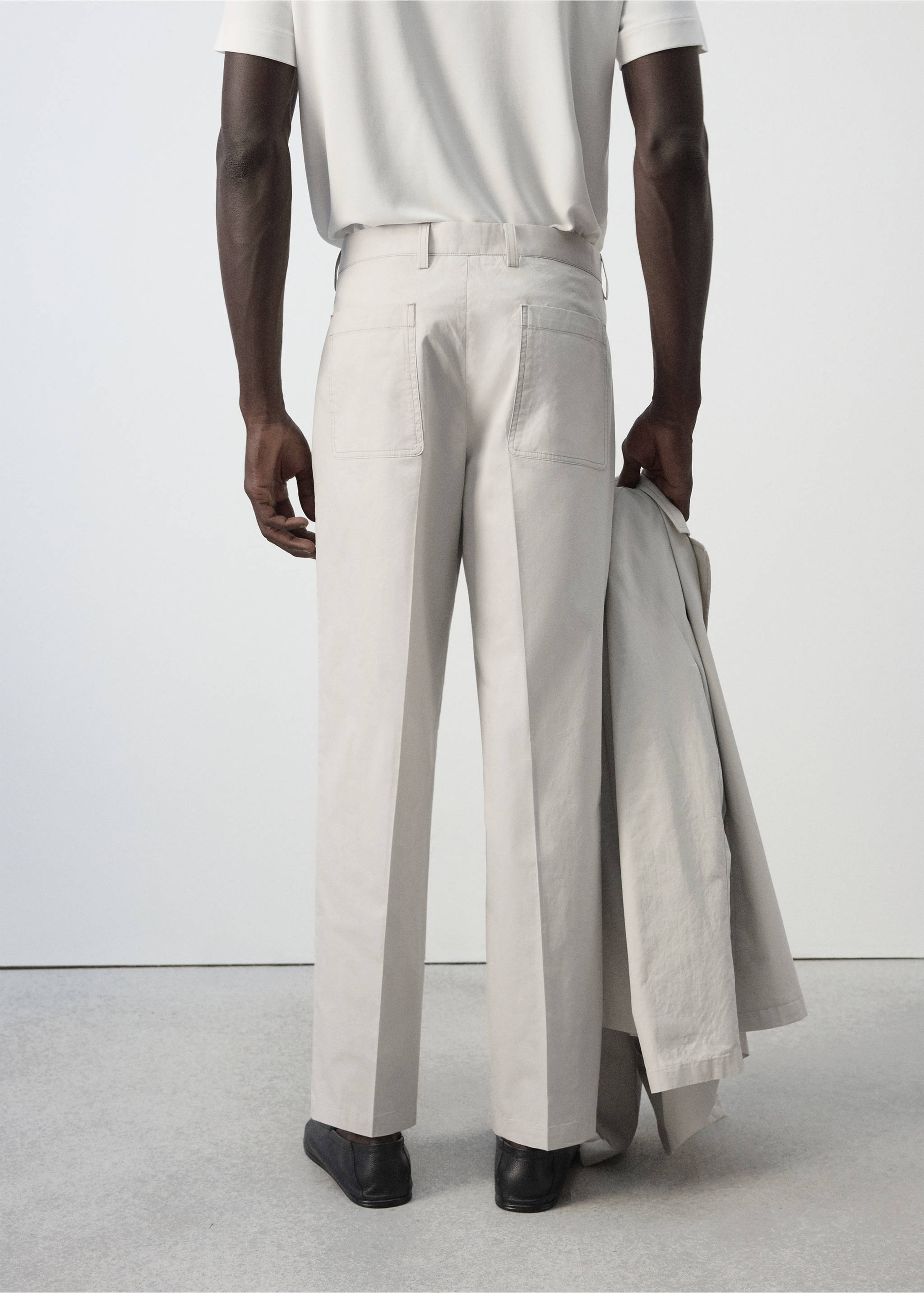 100% cotton relaxed fit trousers - Achterkant van het artikel, IJsgrijs. Ref: 37044406-00.