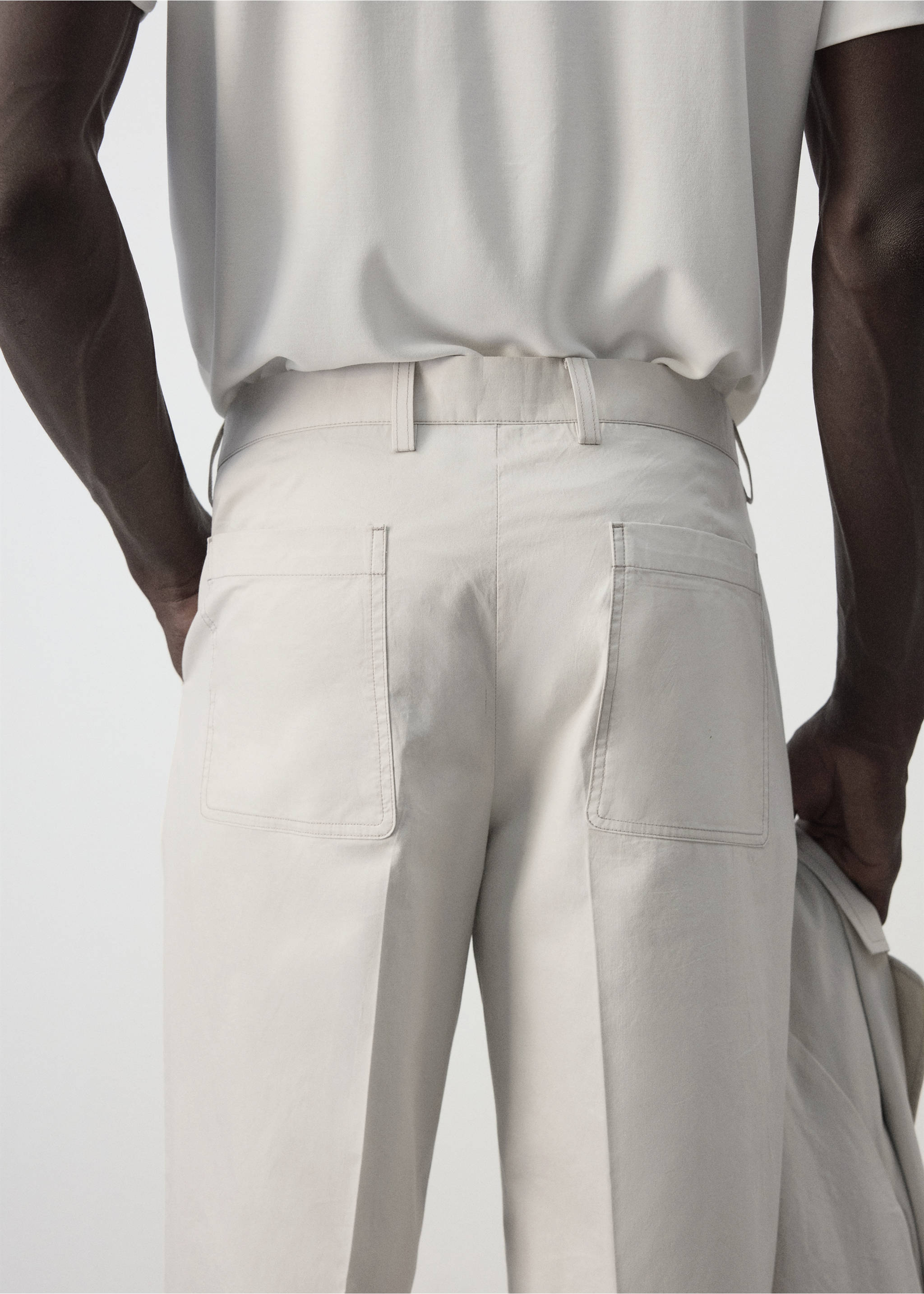 100% cotton relaxed fit trousers - Detail van het artikel 4, IJsgrijs. Ref: 37044406-00.