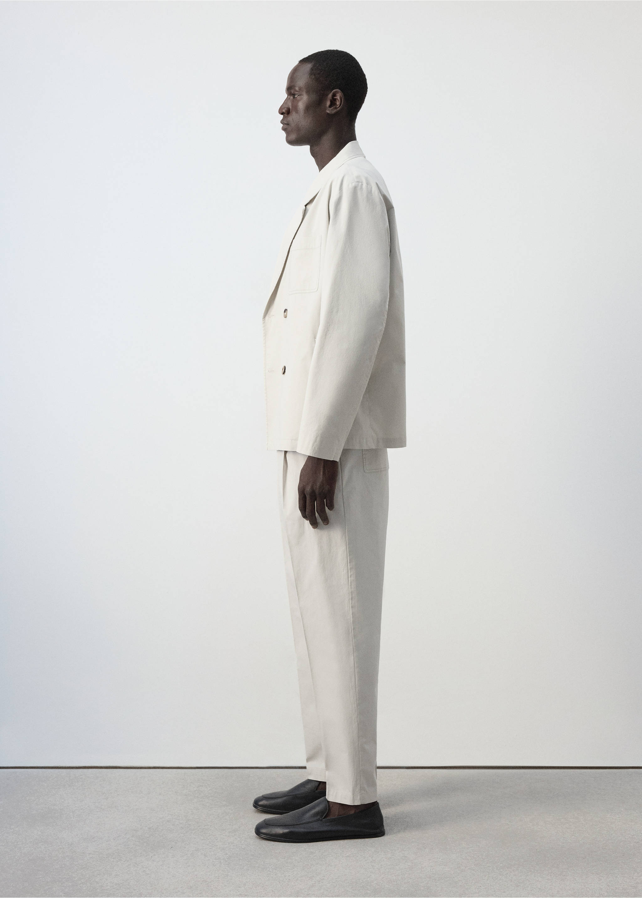 100% cotton relaxed fit trousers - Detail van het artikel 2, IJsgrijs. Ref: 37044406-00.
