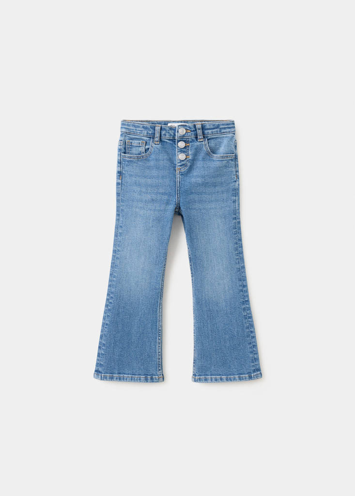Triple-button flared jeans — Medium Blue