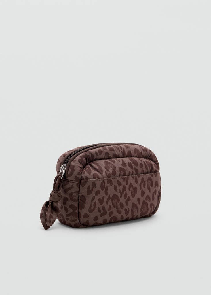Cotton wash bag with animal print