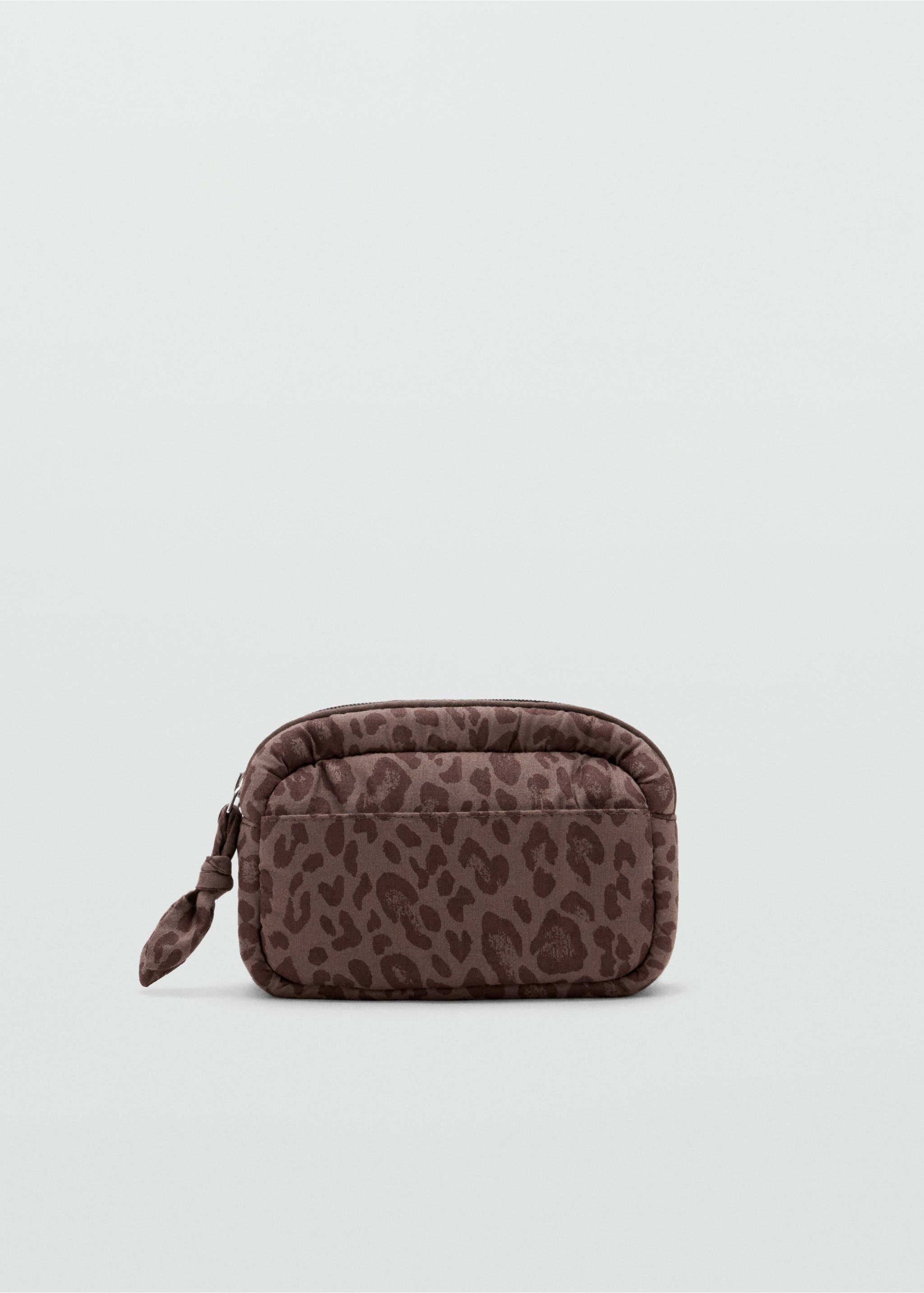 Cotton wash bag with animal print - Article without model, Brown. Ref: 37044409-00.