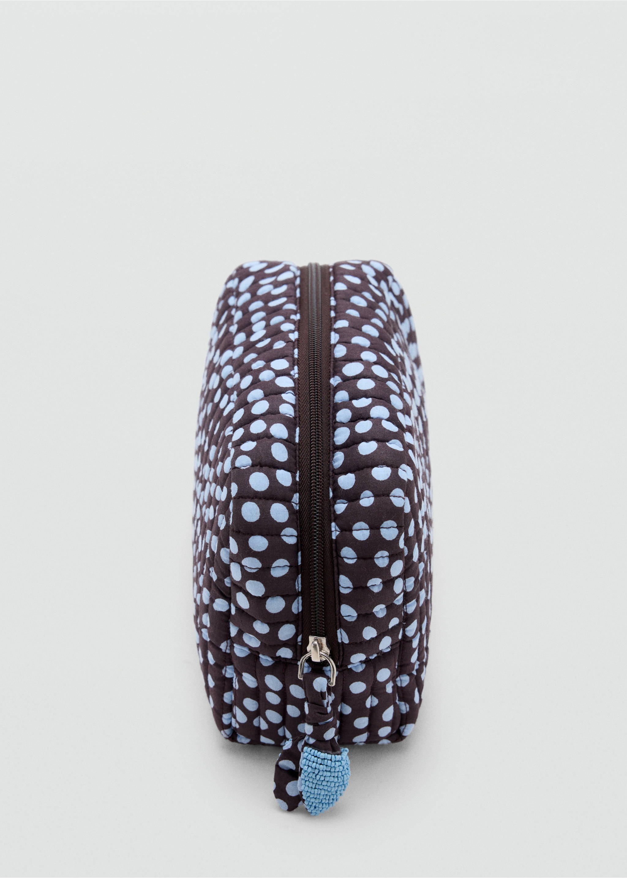 Polka dot cotton toiletry bag - Details of the article 1, Blue. Ref: 37044411-00.