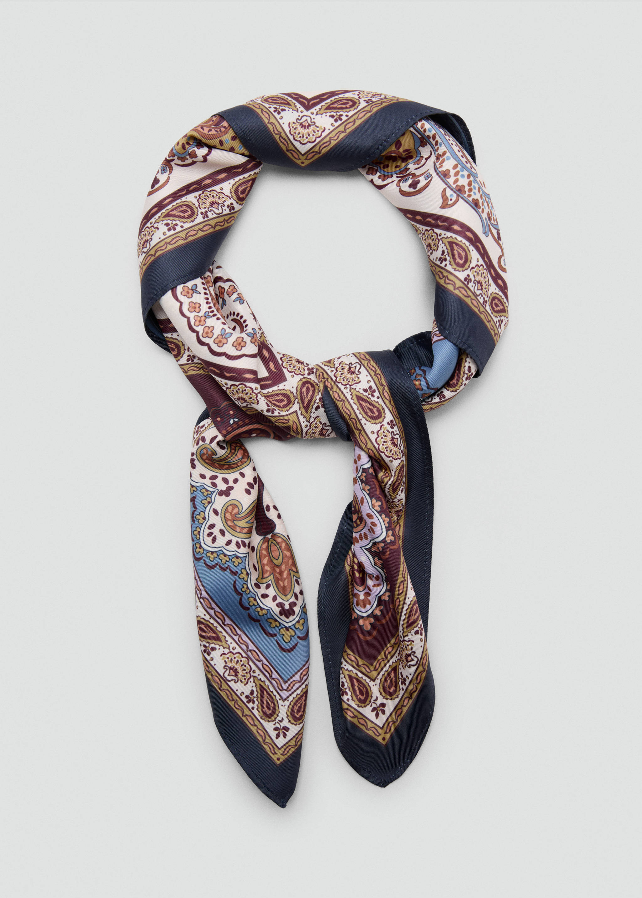 Paisley print scarf - Details of the article 1, Maroon. Ref: 37044413-00.