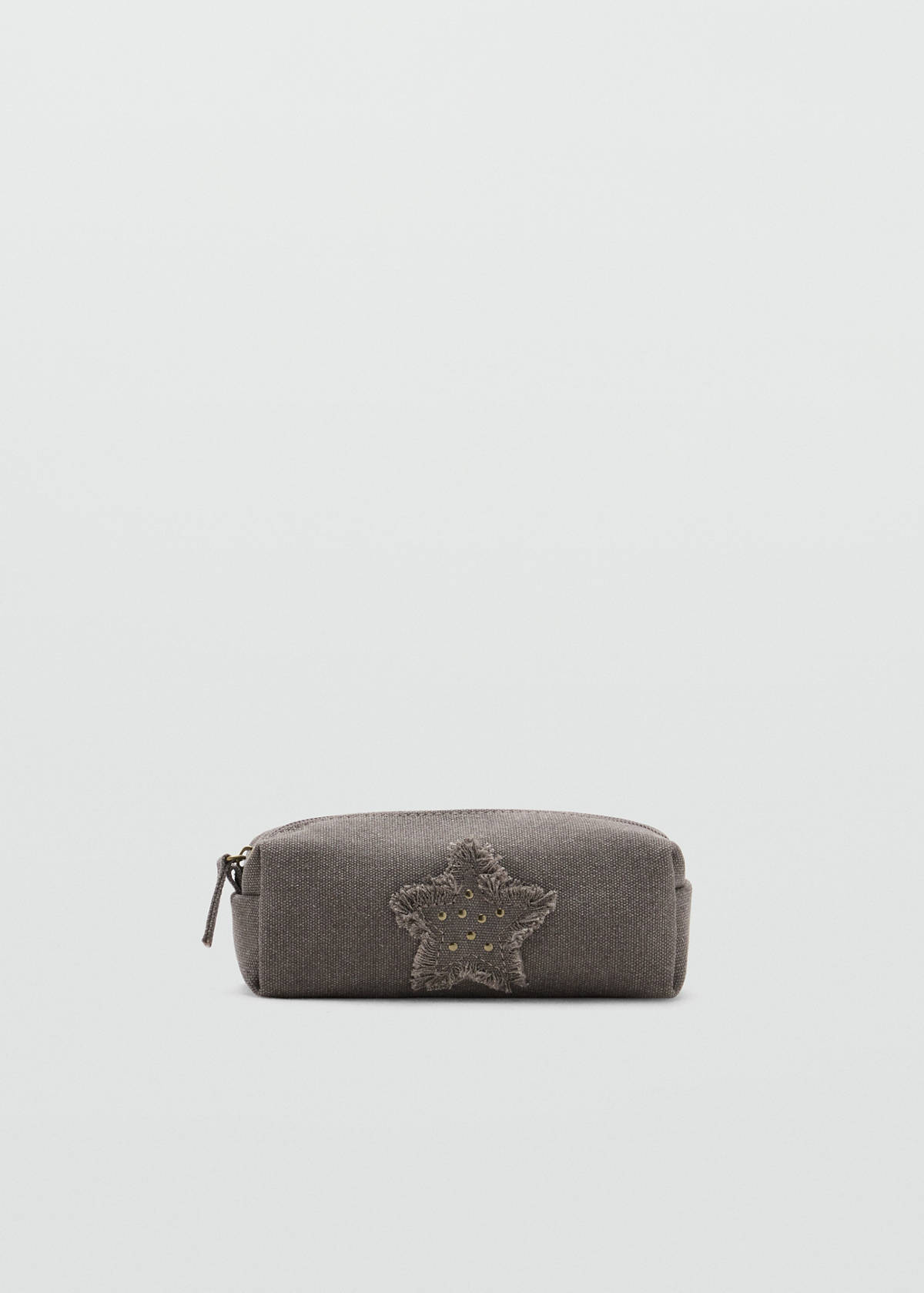 Embroidered star-studded pouch — Light Heather Grey