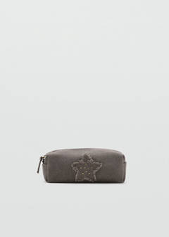 Embroidered star-studded pouch — Light Heather Grey 1