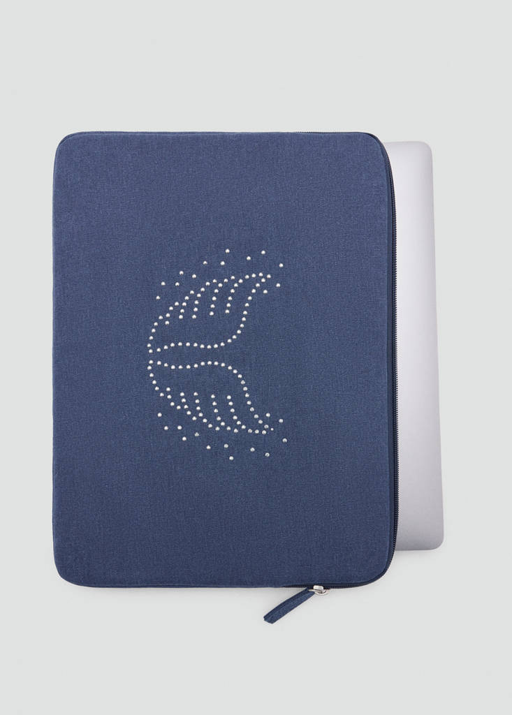 Laptop case with strass detail — Blue