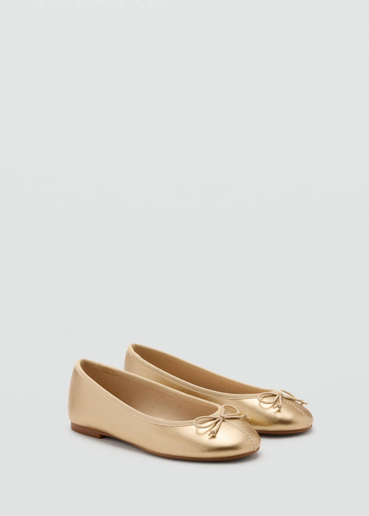 Metallic ballet flats with bow — Gold