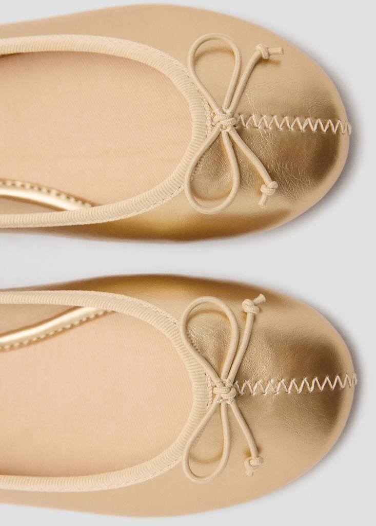 Metallic ballet flats with bow — Gold