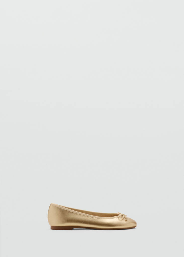 Metallic ballet flats with bow — Gold
