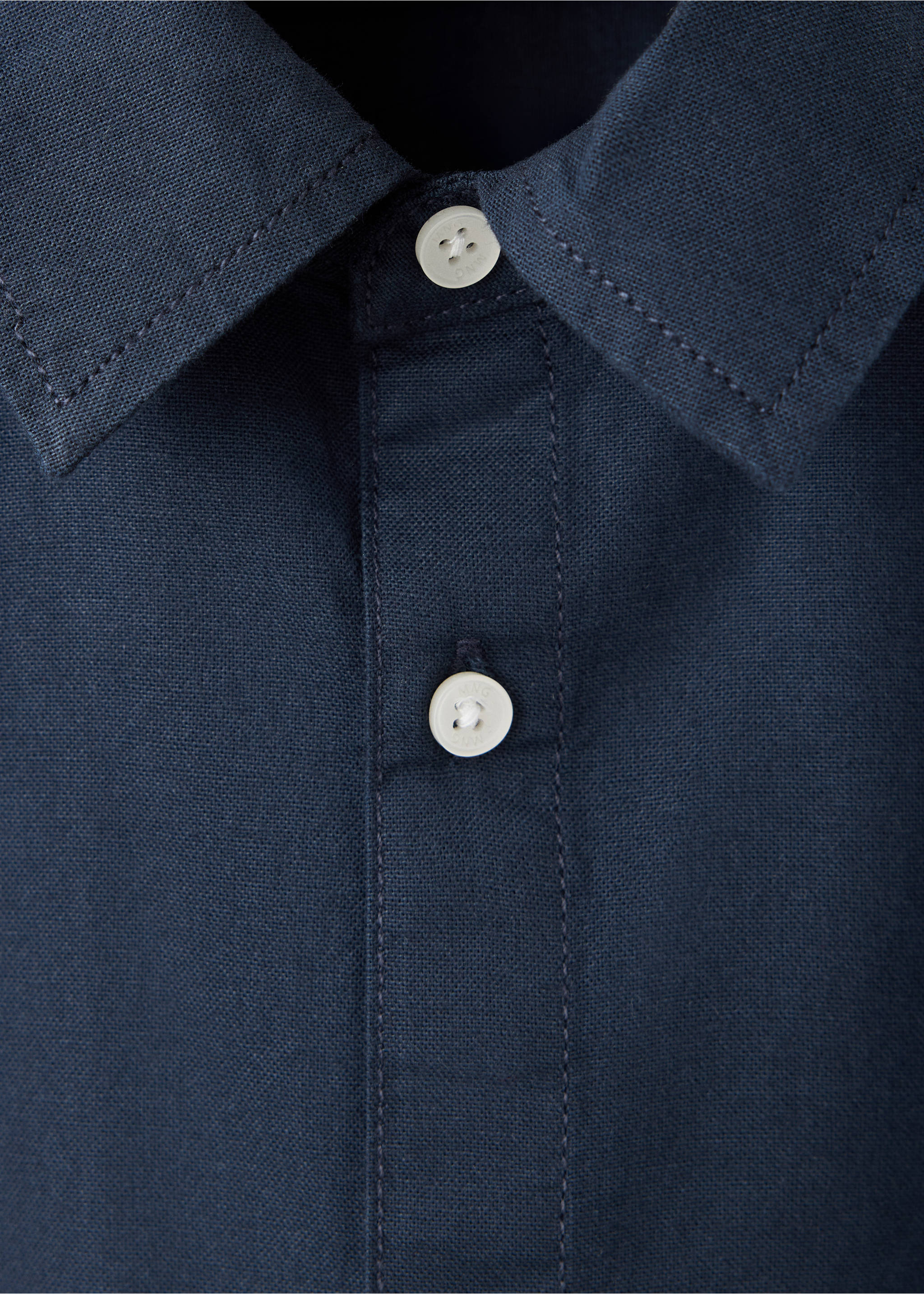 Chemise piqué coton - Détail de l'article 8, Bleu marine. Ref: 37044418-00.