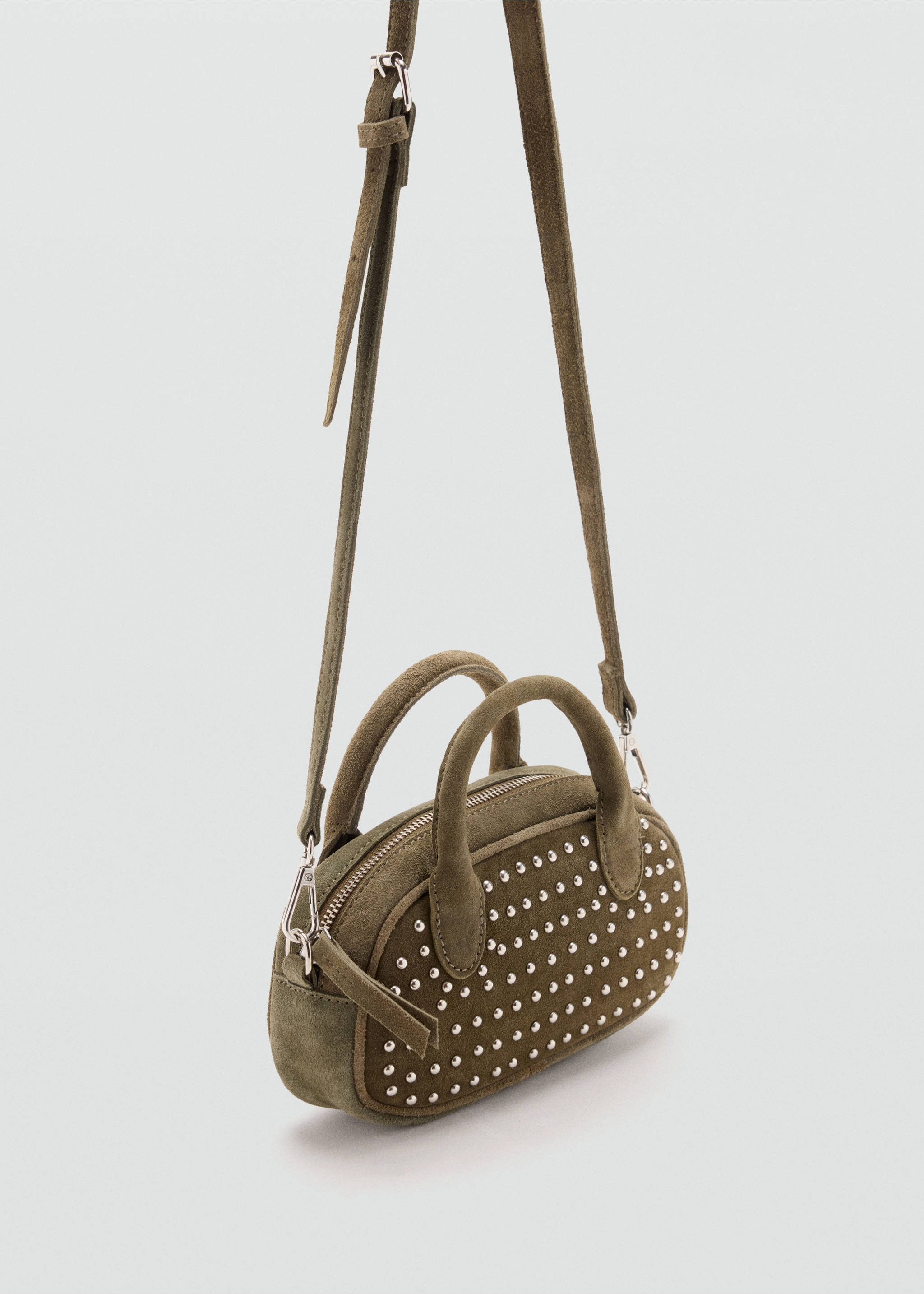 Bolso mini piel tachuelas - Plano medio, Oliva. Ref: 37044421-00.