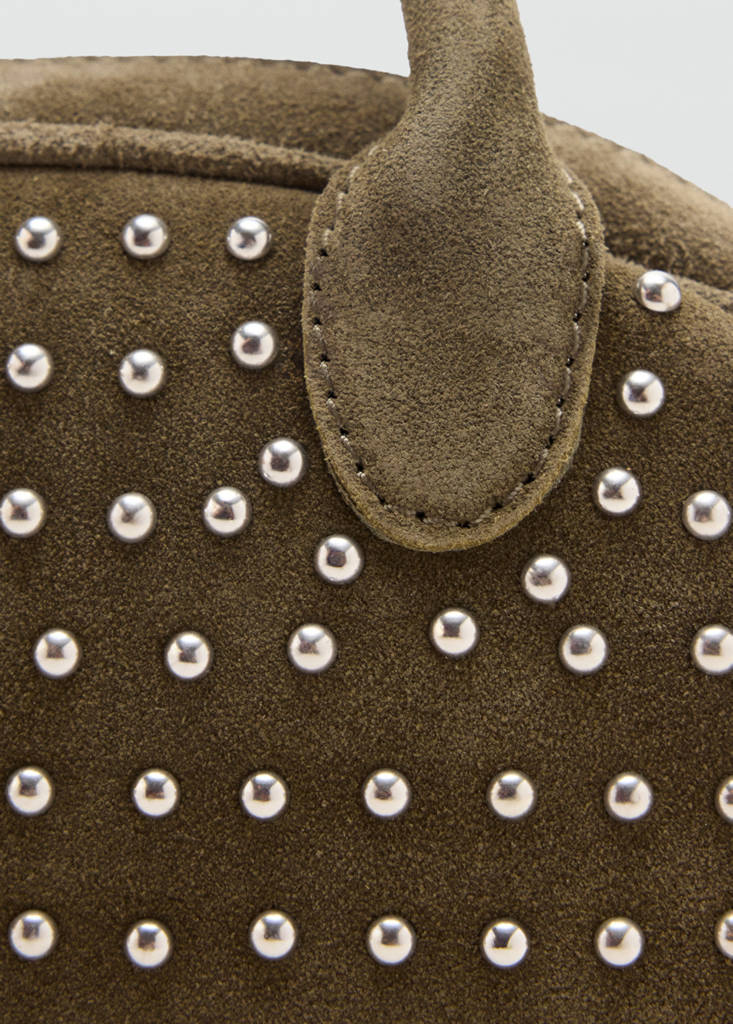 Mini studded leather bag — Olive Green