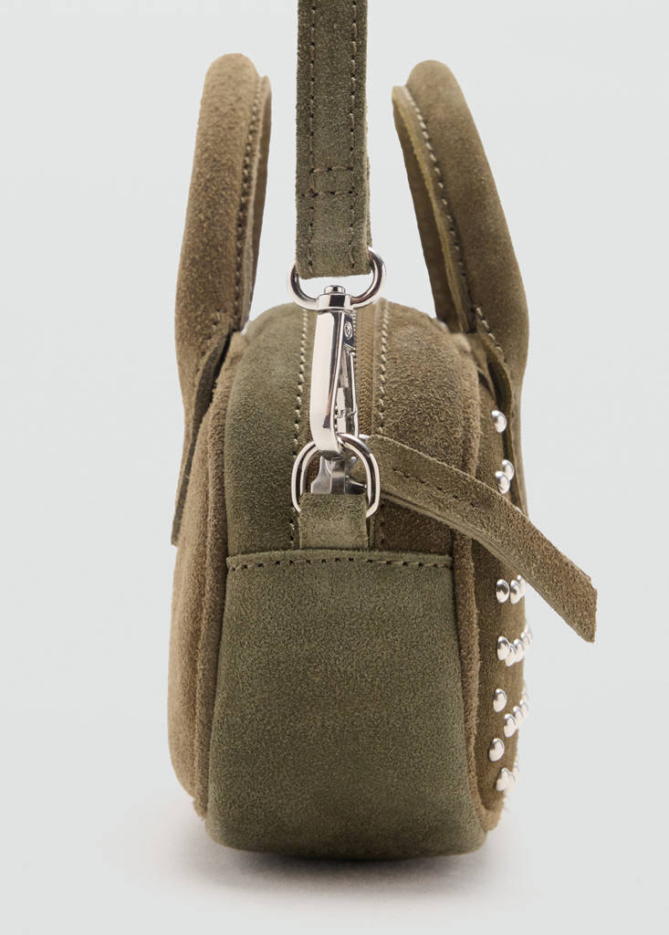 Mini studded leather bag — Olive Green