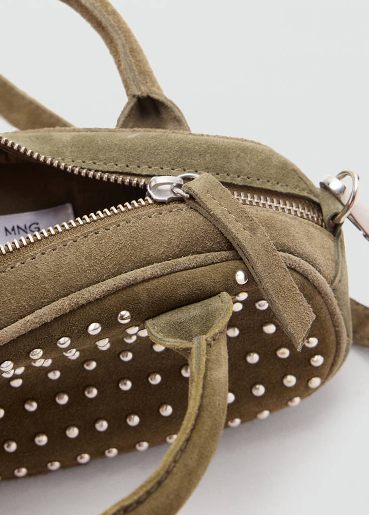 Mini studded leather bag — Olive Green