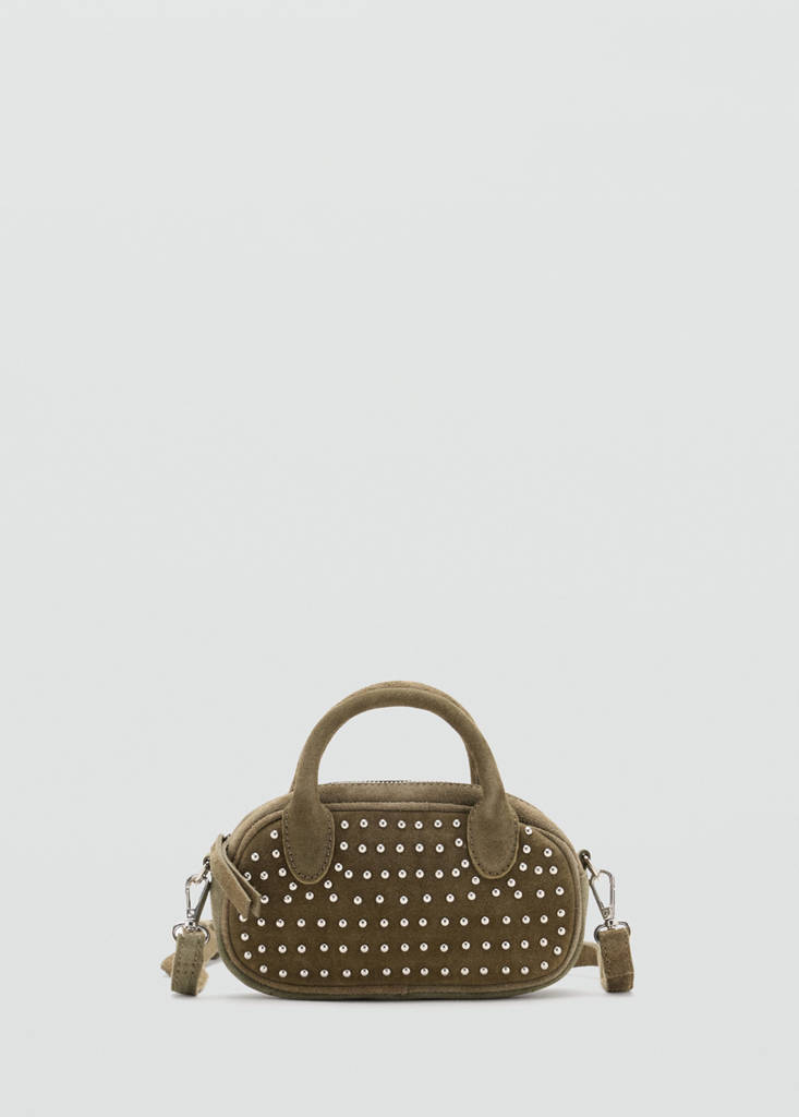 Mango Mini Sac En Cuir À Clous In Olive