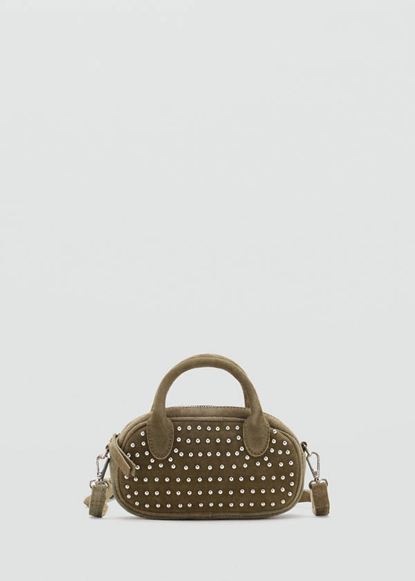 Mini studded leather bag — Olive Green