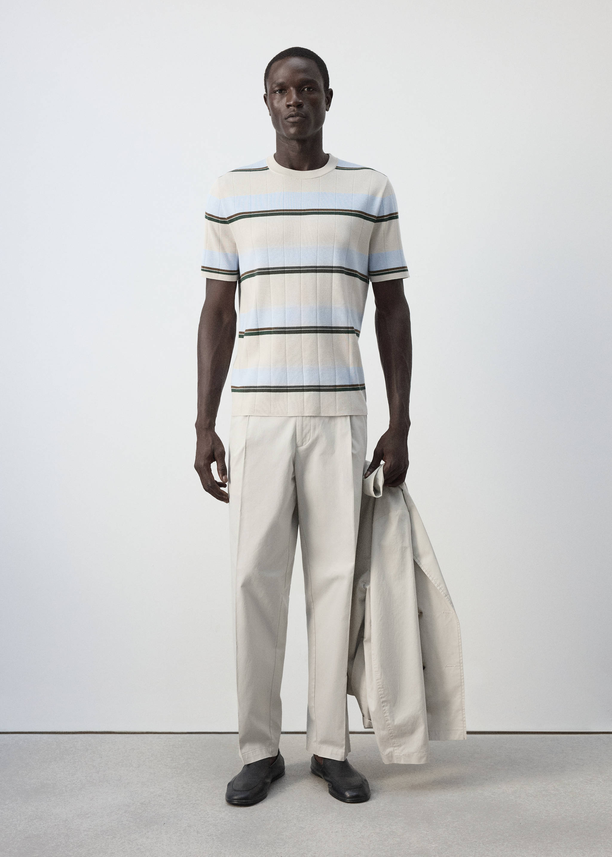 Striped cotton-blend T-shirt - General plane