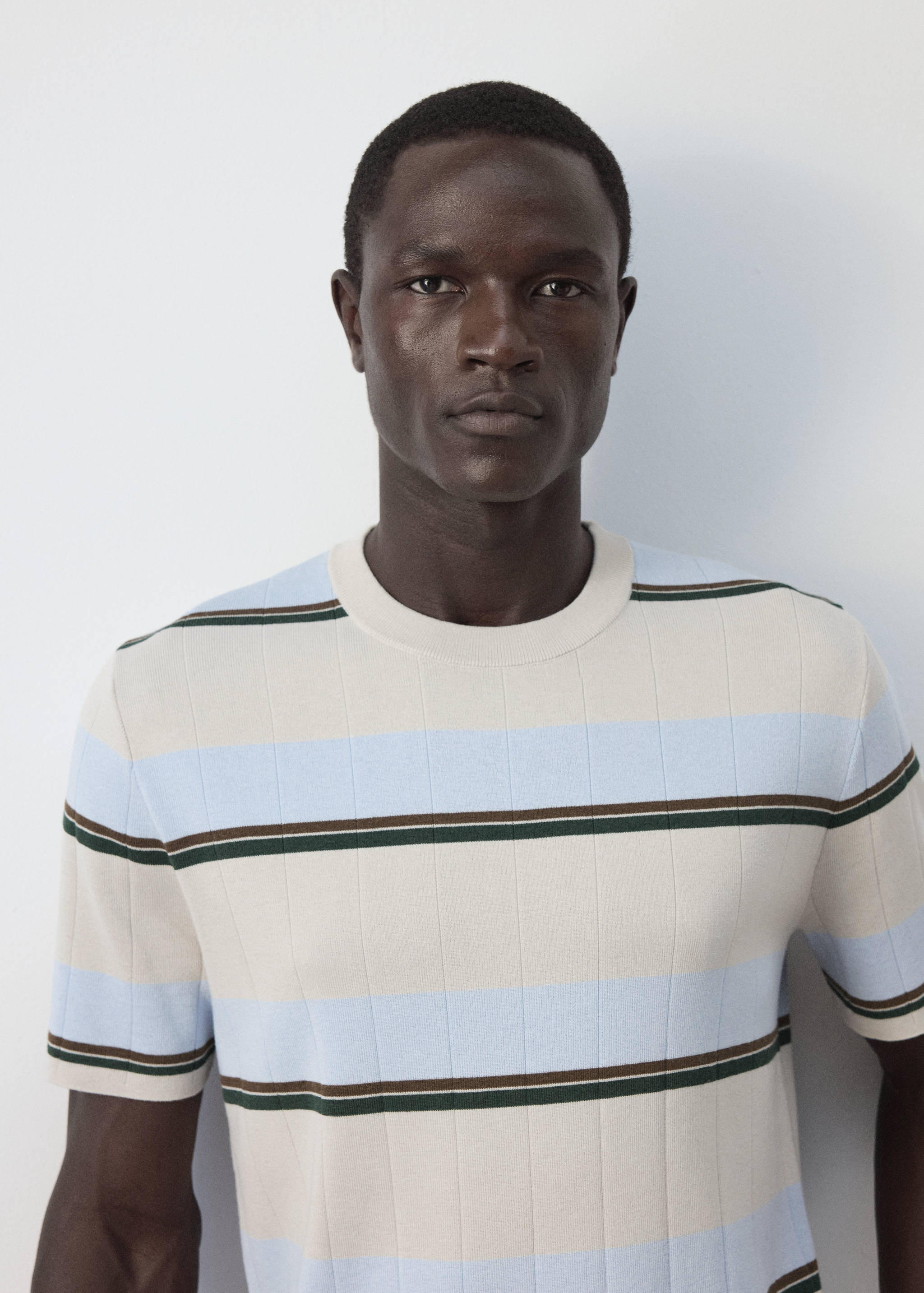 Striped cotton-blend T-shirt - Details of the article 1