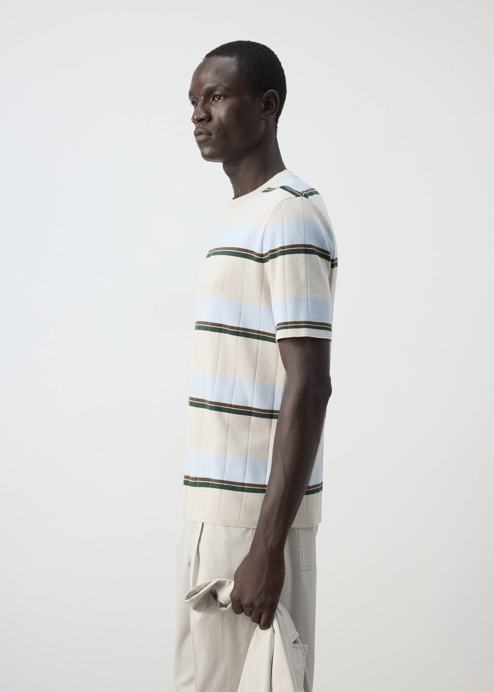 Striped cotton-blend T-shirt - Details of the article 2