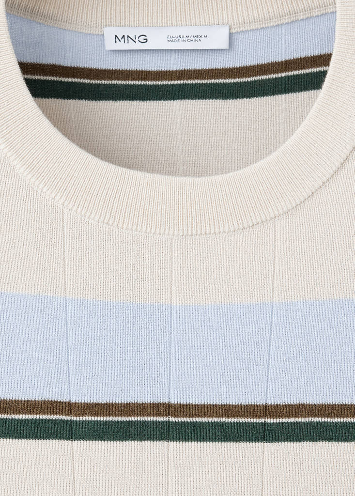 Striped cotton blend jersey T-shirt — Ice Grey
