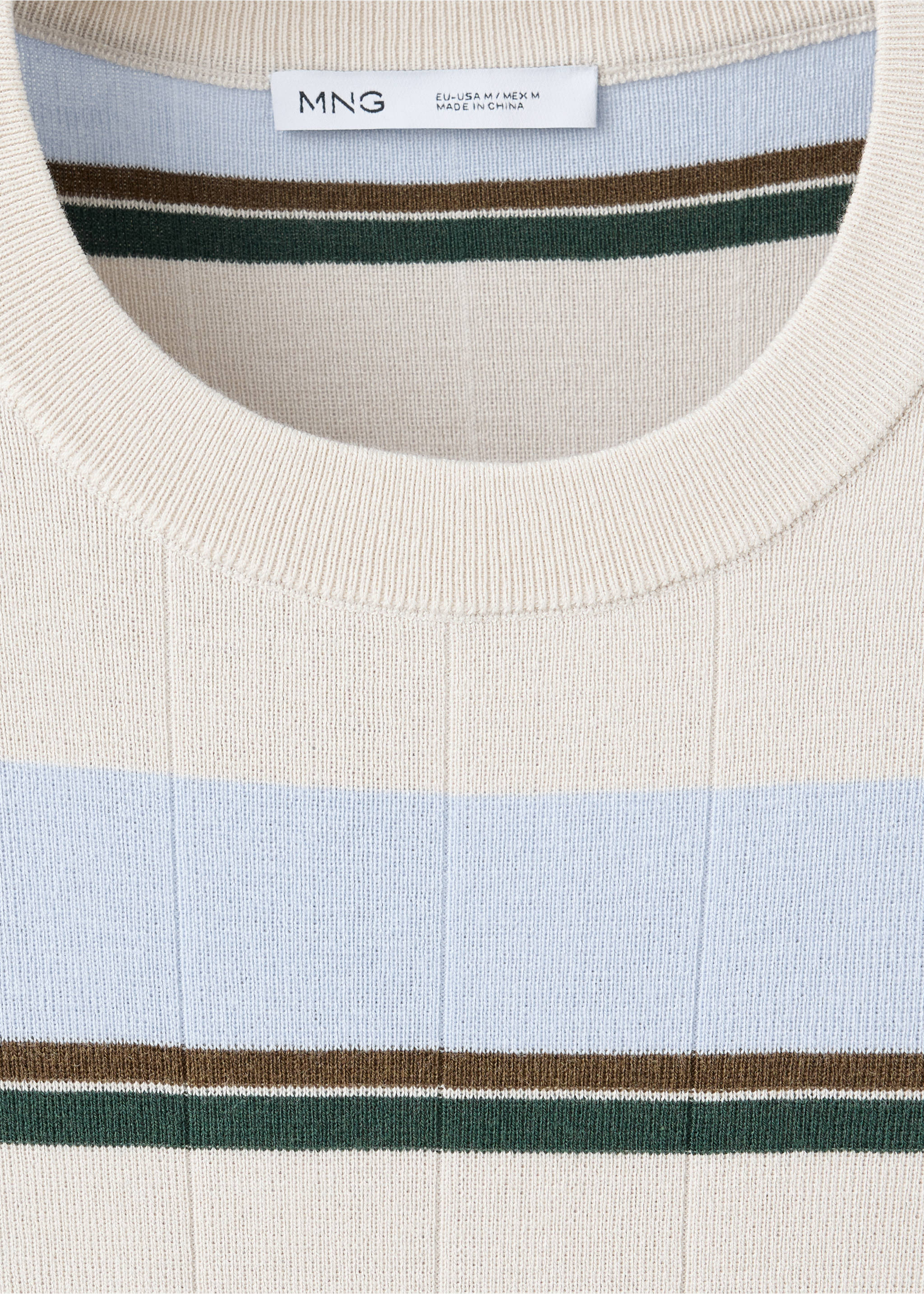 Striped cotton-blend T-shirt - Details of the article 8, Ice Grey. Ref: 37044423-00.
