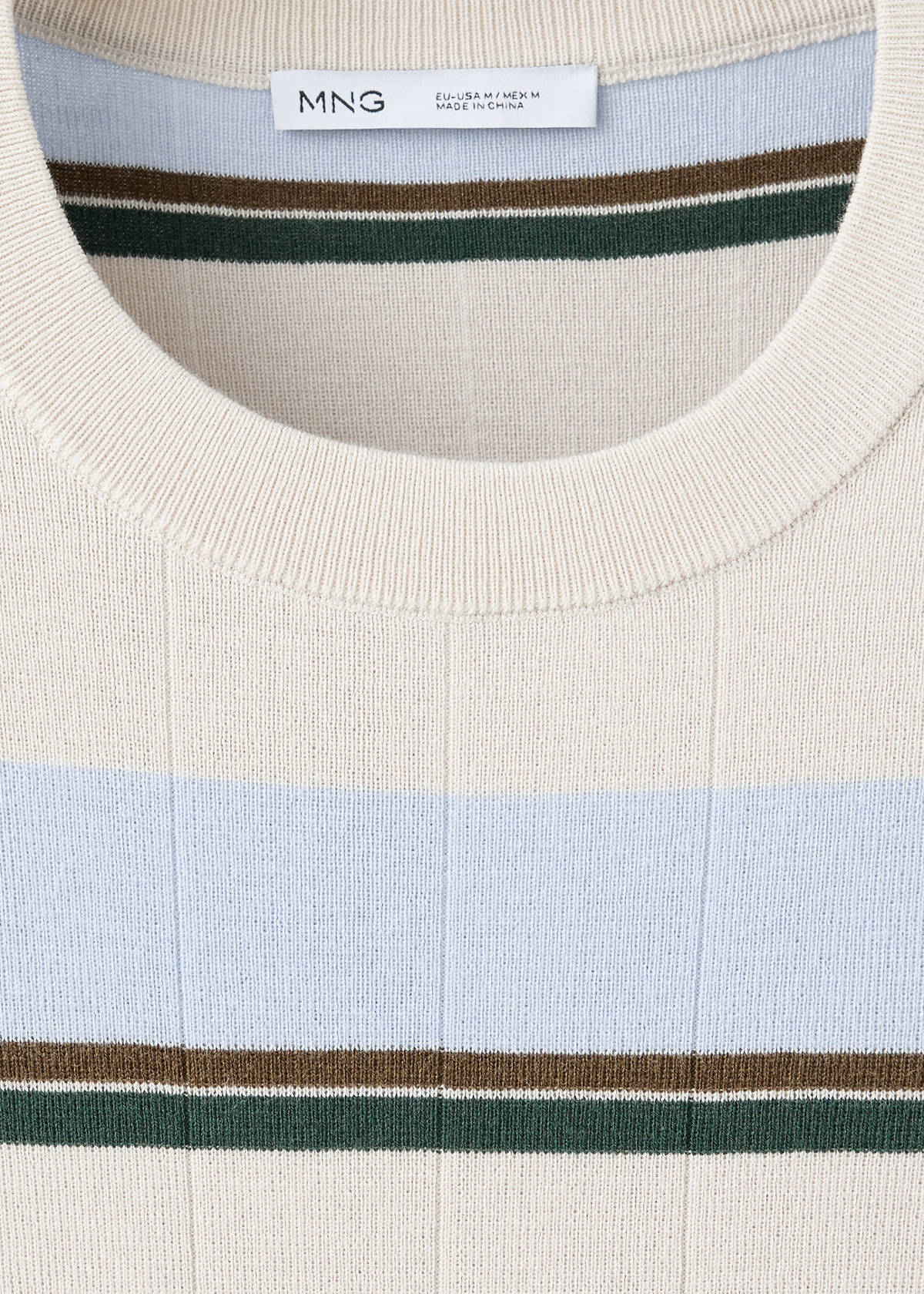 Striped cotton blend jersey T-shirt — Ice Grey
