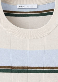 Striped cotton blend jersey T-shirt — Ice Grey 8