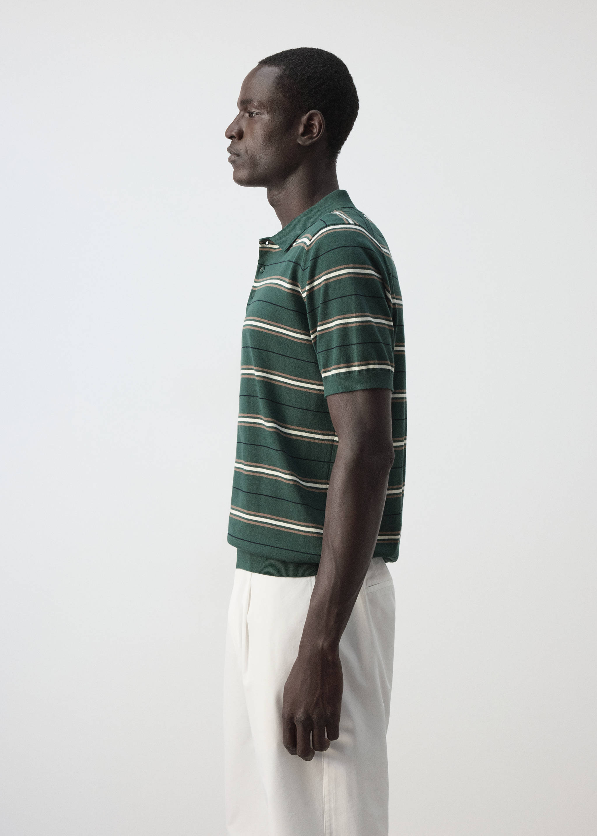 100% cotton fine-knit striped polo - Details of the article 2