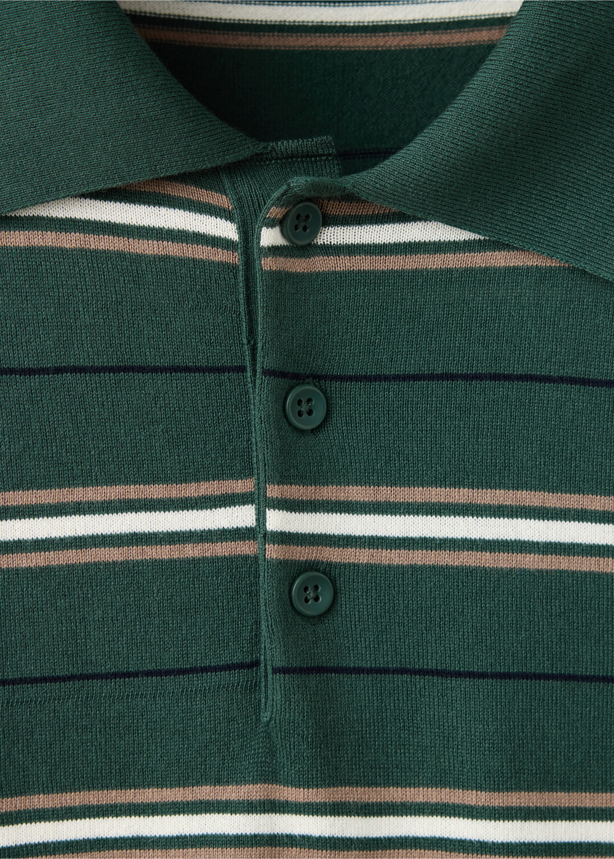 100% cotton fine-knit striped polo - Details of the article 8, Billiard Green. Ref: 37044424-00.