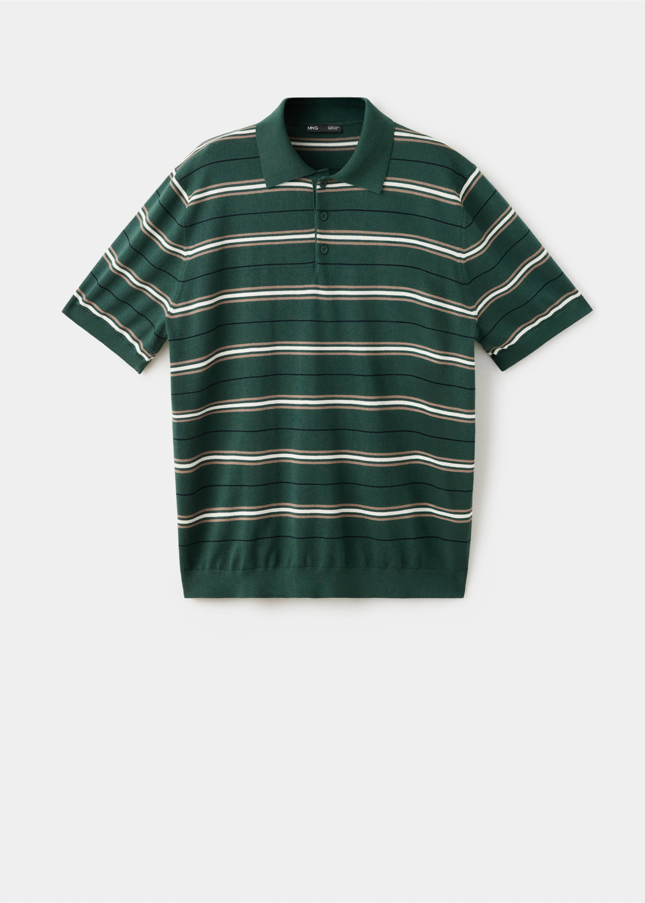 100% cotton fine-knit striped polo - Article without model, Billiard Green. Ref: 37044424-00.