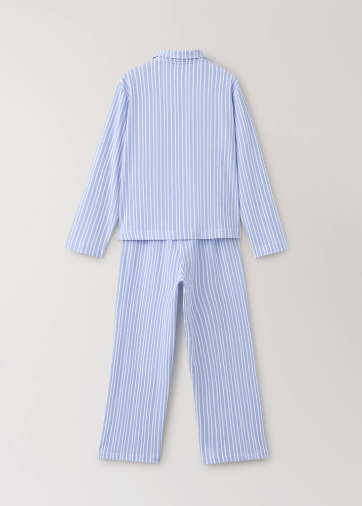 Full cotton striped pyjama set — Sky Blue