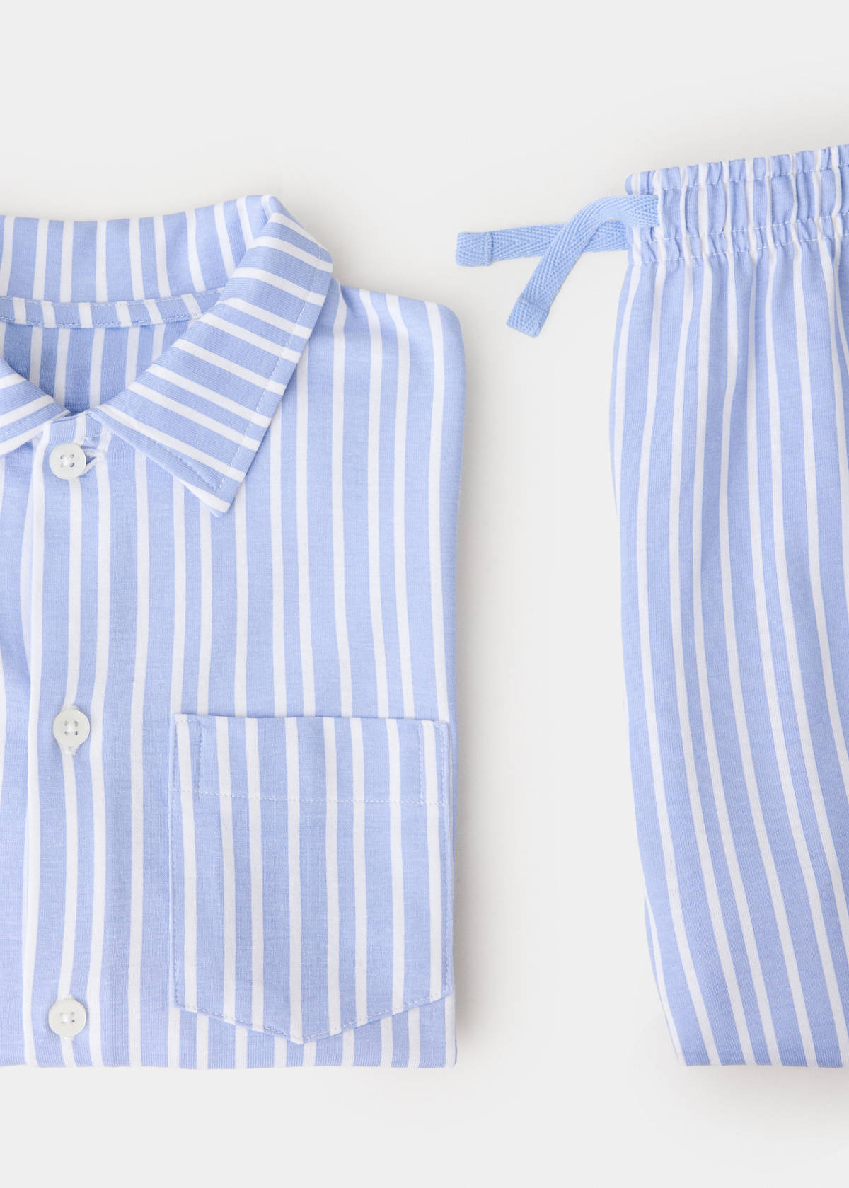 Full cotton striped pyjama set — Sky Blue