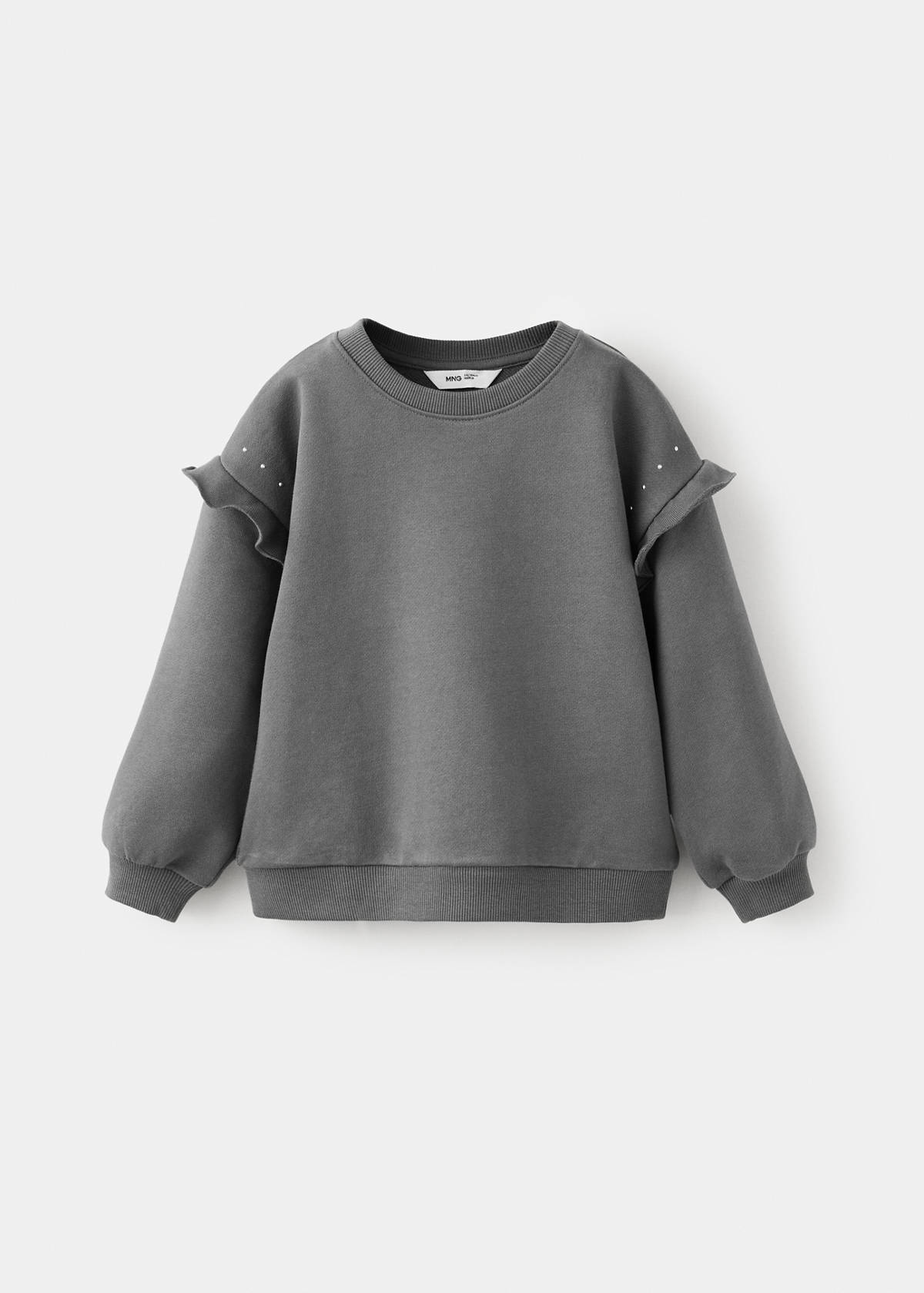 Cotton sweatshirt with studded details — Charcoal
