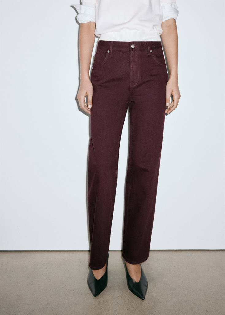 Miami medium-rise straight-fit jeans — Wine