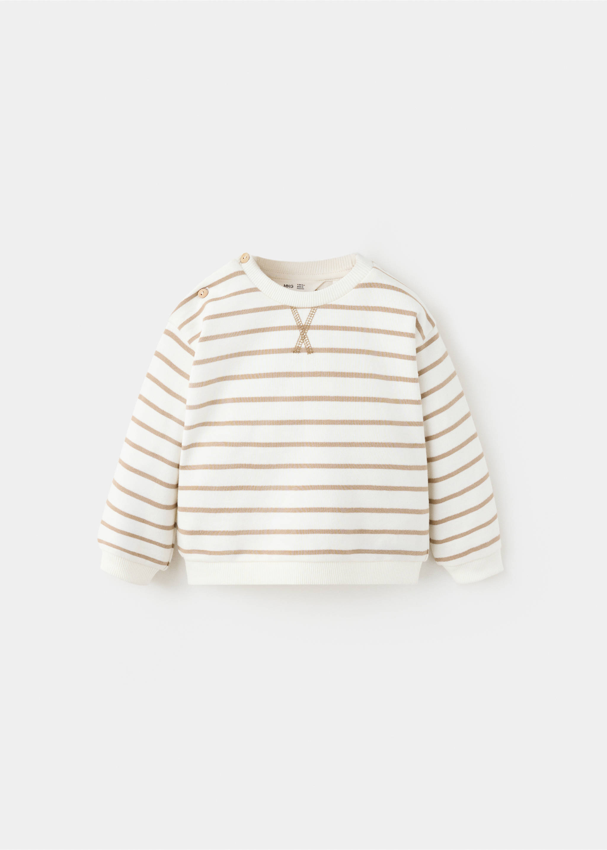 Gestreept katoenen sweatshirt - Artikel zonder model, Gebroken wit. Ref: 37044435-00.