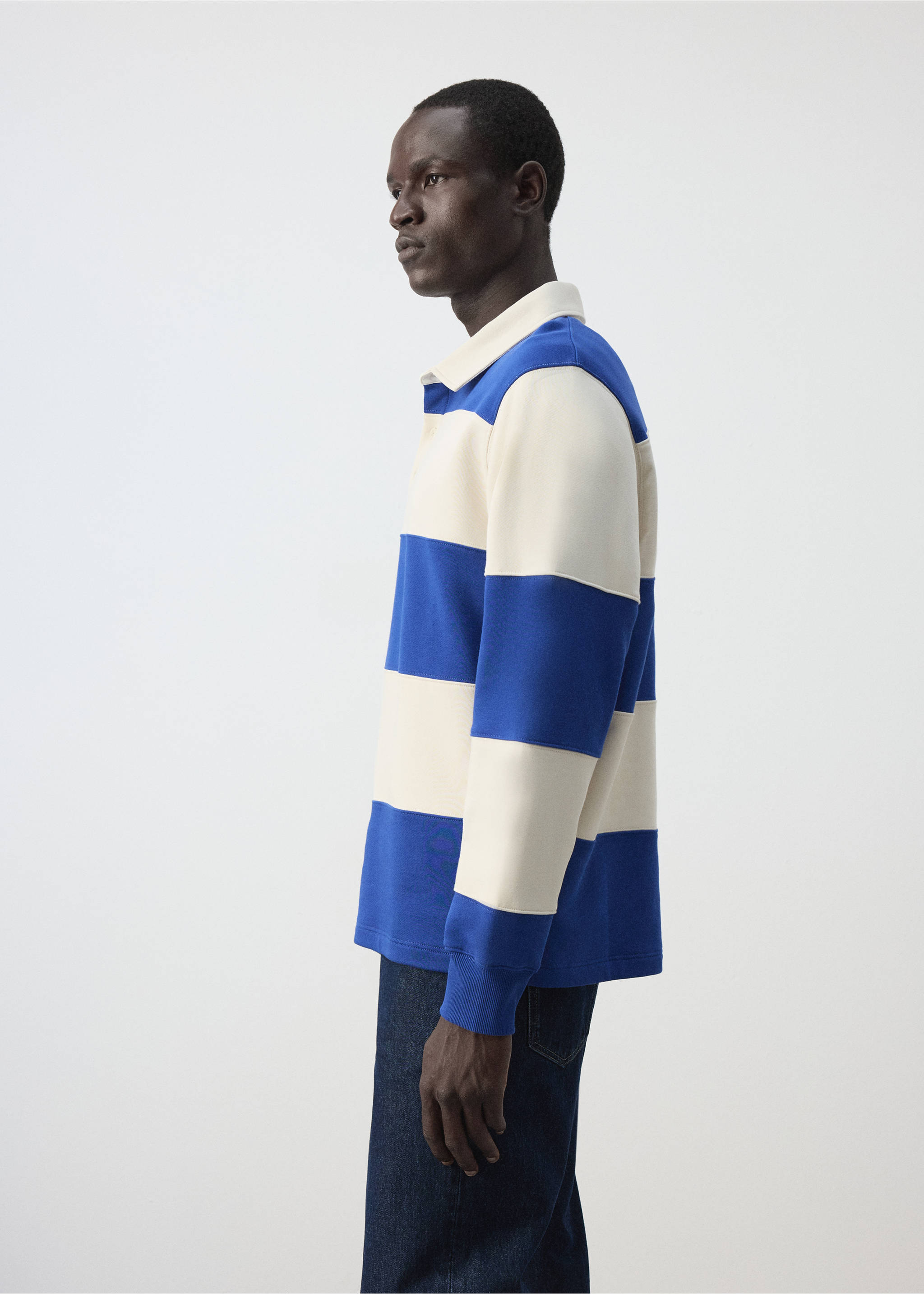 100% cotton striped sweatshirt - Details of the article 2, Ink Blue. Ref: 37044436-00.