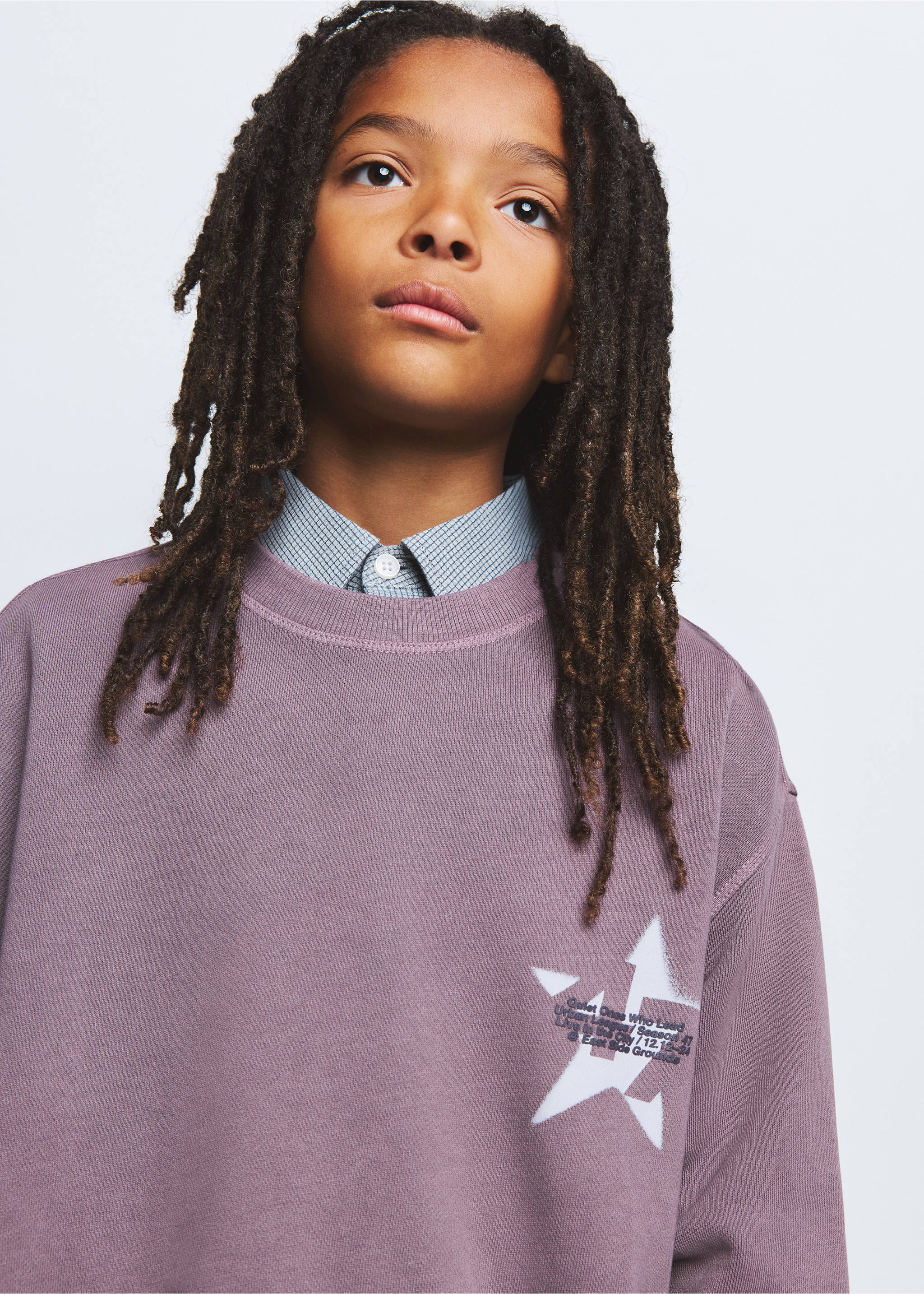 Ballon-sweater, garment-dyed - Detail van het artikel 1, Violet. Ref: 37044440-00.